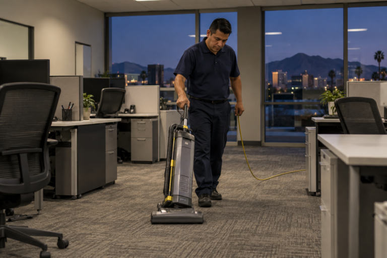 Evening office vacuuming in Phoenix